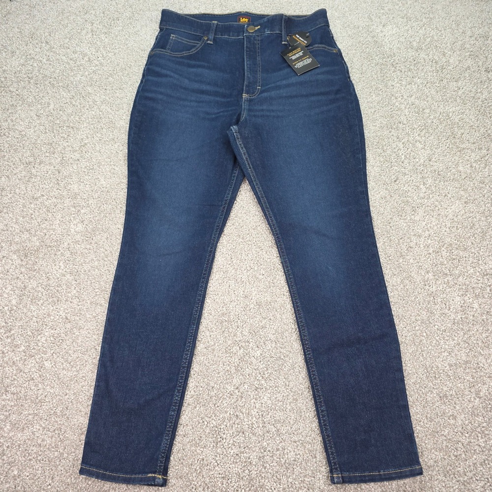 Lee Womens Flex Motion Ever Fit Skinny Jeans Dark Wash Indigo 14 Short NEW